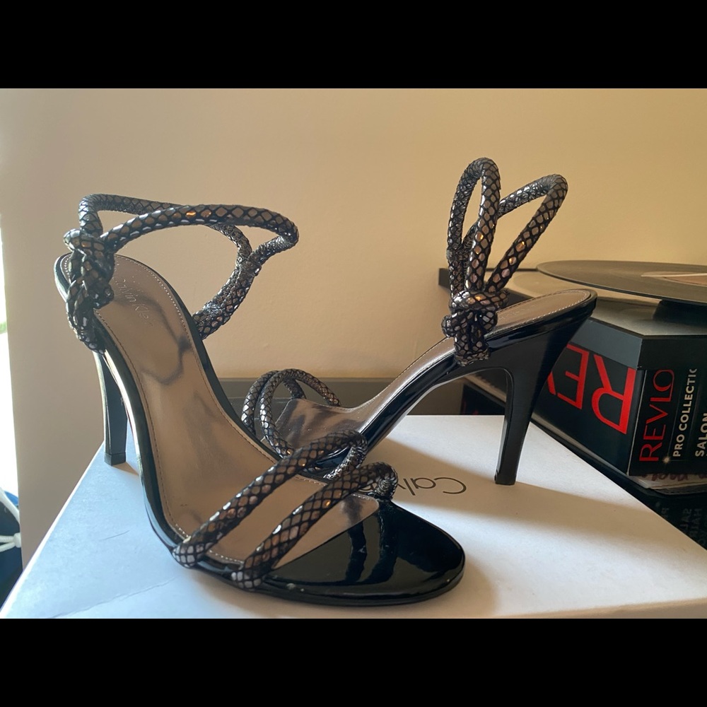 Calvin Klein Amber Metallic Python Heels